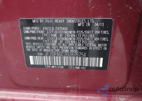 2013 Subaru Xv Crosstrek 2.0I Limited z USA, uszkodzony, nr VIN JF2GPAGC2D2875754